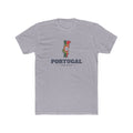 Portugal Lisbon Mission Flag Map shirt in Heather Grey: flag of Portugal in the outline of Portugal with navy lettering, front view