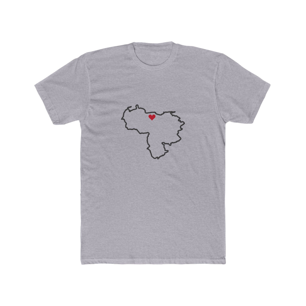 Venezuela Caracas Mission Heart Map shirt in a mission shirt color: Venezuela outline with a red heart, front view