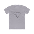 Venezuela Caracas Mission Heart Map shirt in a mission shirt color: Venezuela outline with a red heart, front view