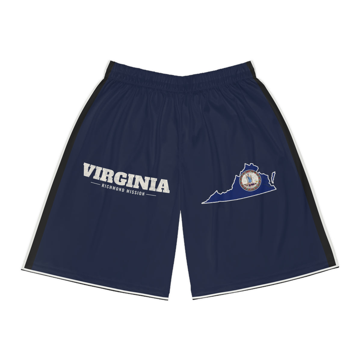 Virginia Richmond Mission Basketball Shorts, front view