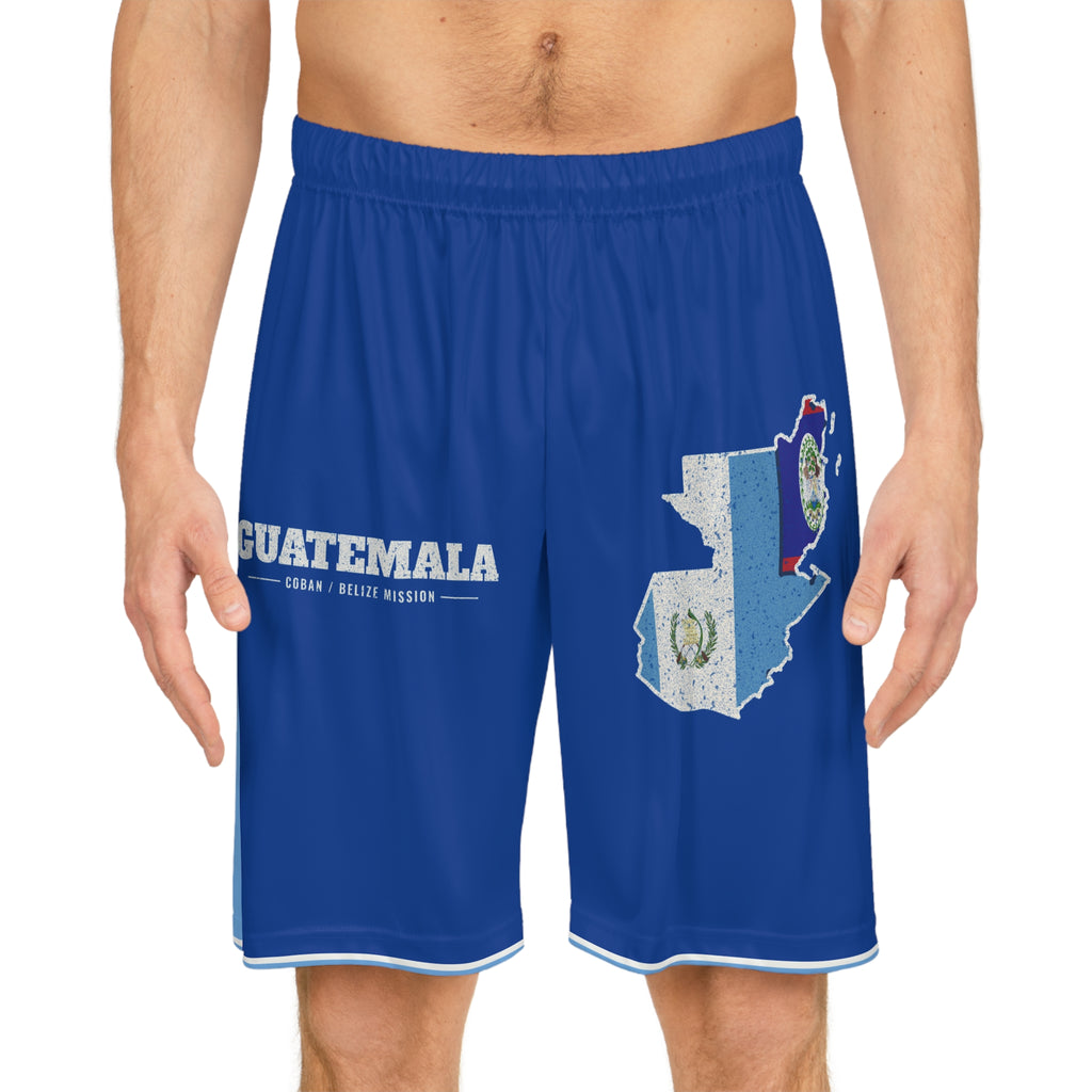 Guatemala Coban/Belize Mission Basketball Shorts, worn, front view
