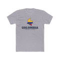 Colombia Barranquilla Mission Flag Map shirt in Heather Grey: flag of Colombia in the outline of Colombia with navy lettering, front view