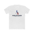 Philippines Urdaneta Mission Flag Map shirt in White: colors of the Philippine flag in the outline of the Philippines with navy lettering, front view