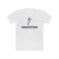 Argentina Buenos Aires South Mission Flag Map shirt in White: flag of Argentina in the outline of Argentina with navy lettering, front view