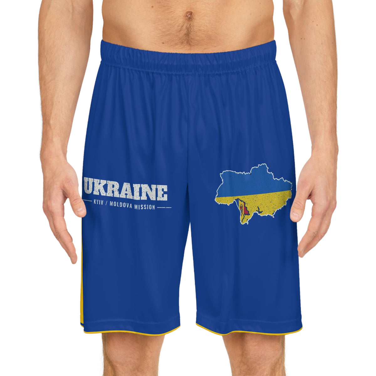 Ukraine Kyiv/Moldova Mission Basketball Shorts, worn, front view
