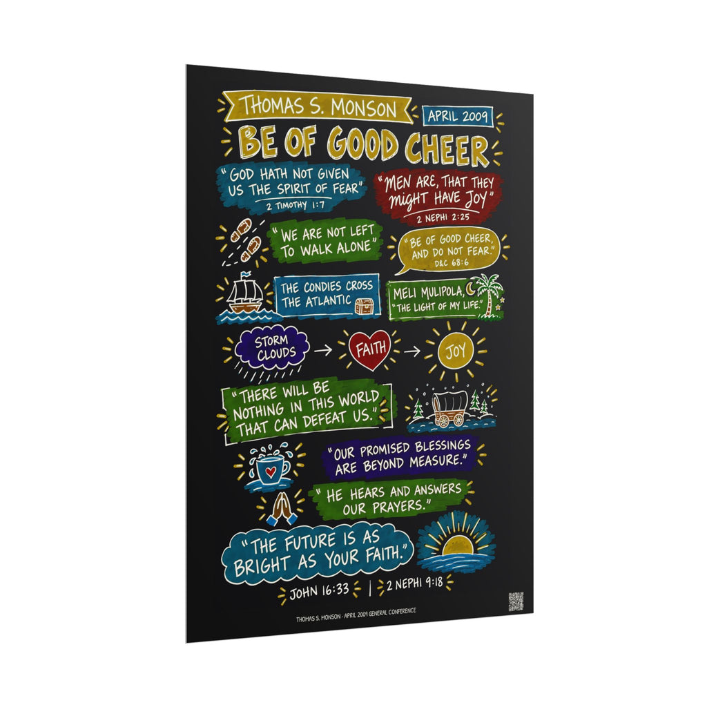 Be of Good Cheer Sketch Note Poster (Black) — Thomas S. Monson