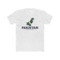 Pakistan Service Mission Flag Map shirt in White: flag of Pakistan in the outline of Pakistan with navy lettering, front view