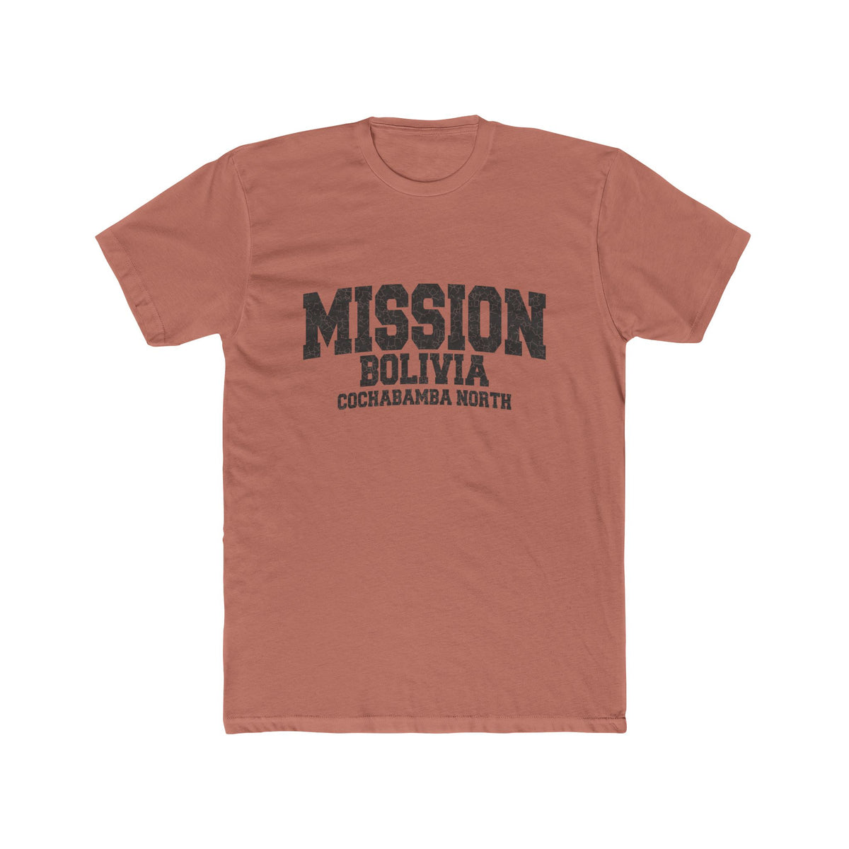 Bolivia Cochabamba North Mission T-Shirt in Solid Desert Pink, front view