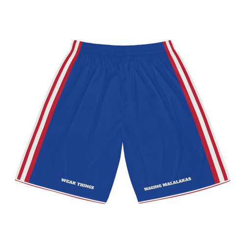 Philippines Baguio Mission Basketball Shorts, back view with WEAK THINGS and MAGING MALALAKAS on the legs