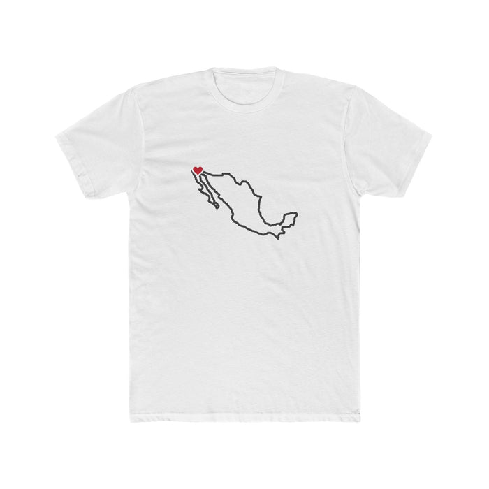 Mexico Mexicali Mission Heart Map shirt in White: Mexico outline with a red heart, front view