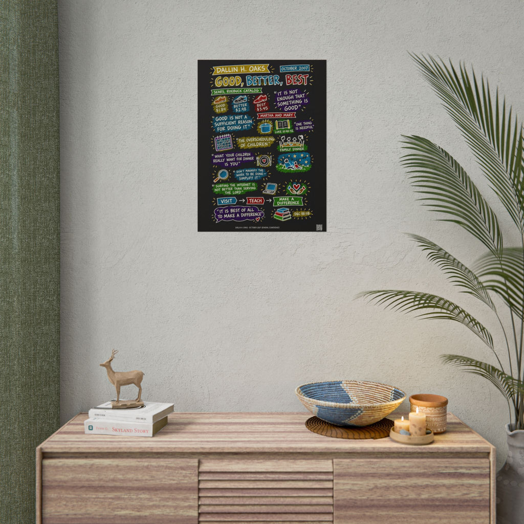 Good, Better, Best Sketch Note Poster (Black) — Dallin H. Oaks