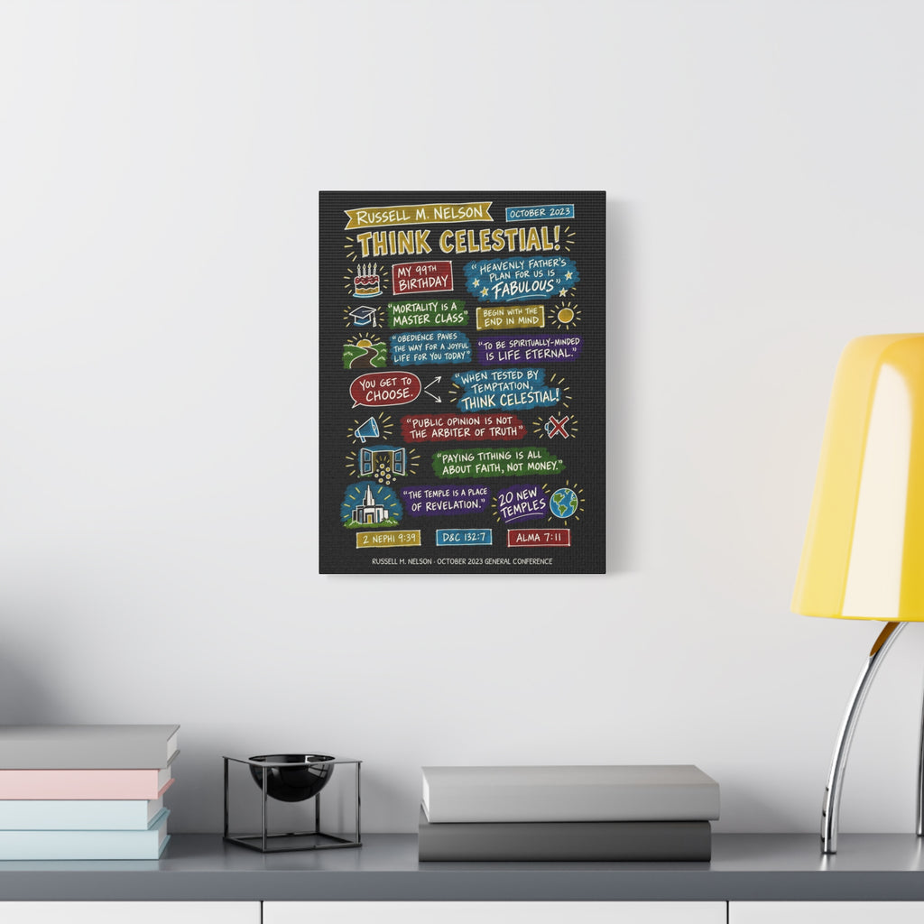 Think Celestial! Sketch Note Canvas (Black) — Russell M. Nelson