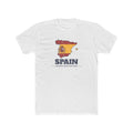 Spain Madrid South Mission Flag Map shirt in White: flag of Spain in the outline of Spain with navy lettering, front view