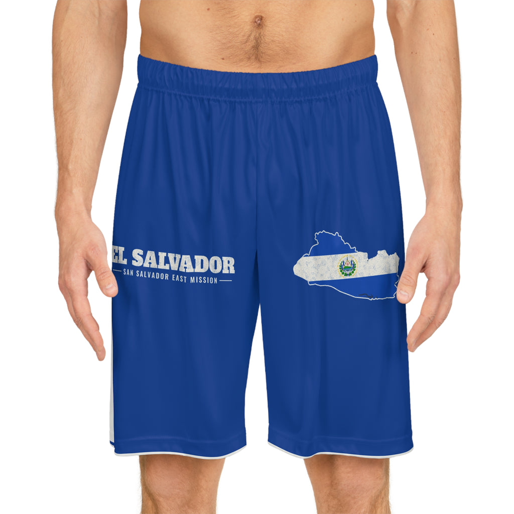 El Salvador San Salvador East Mission Basketball Shorts, worn, front view