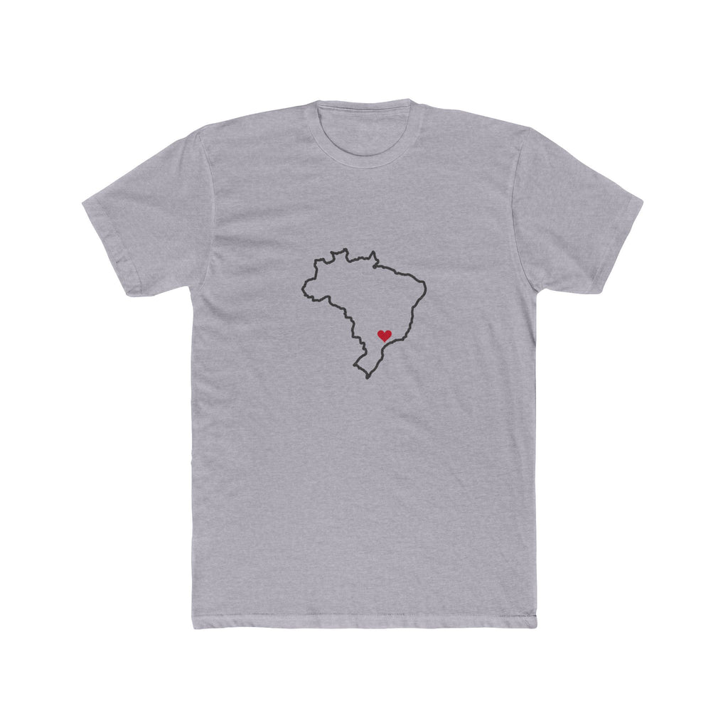 Brazil Sao Paulo North Mission Heart Map shirt in Heather Grey: Brazil outline with a red heart, front view