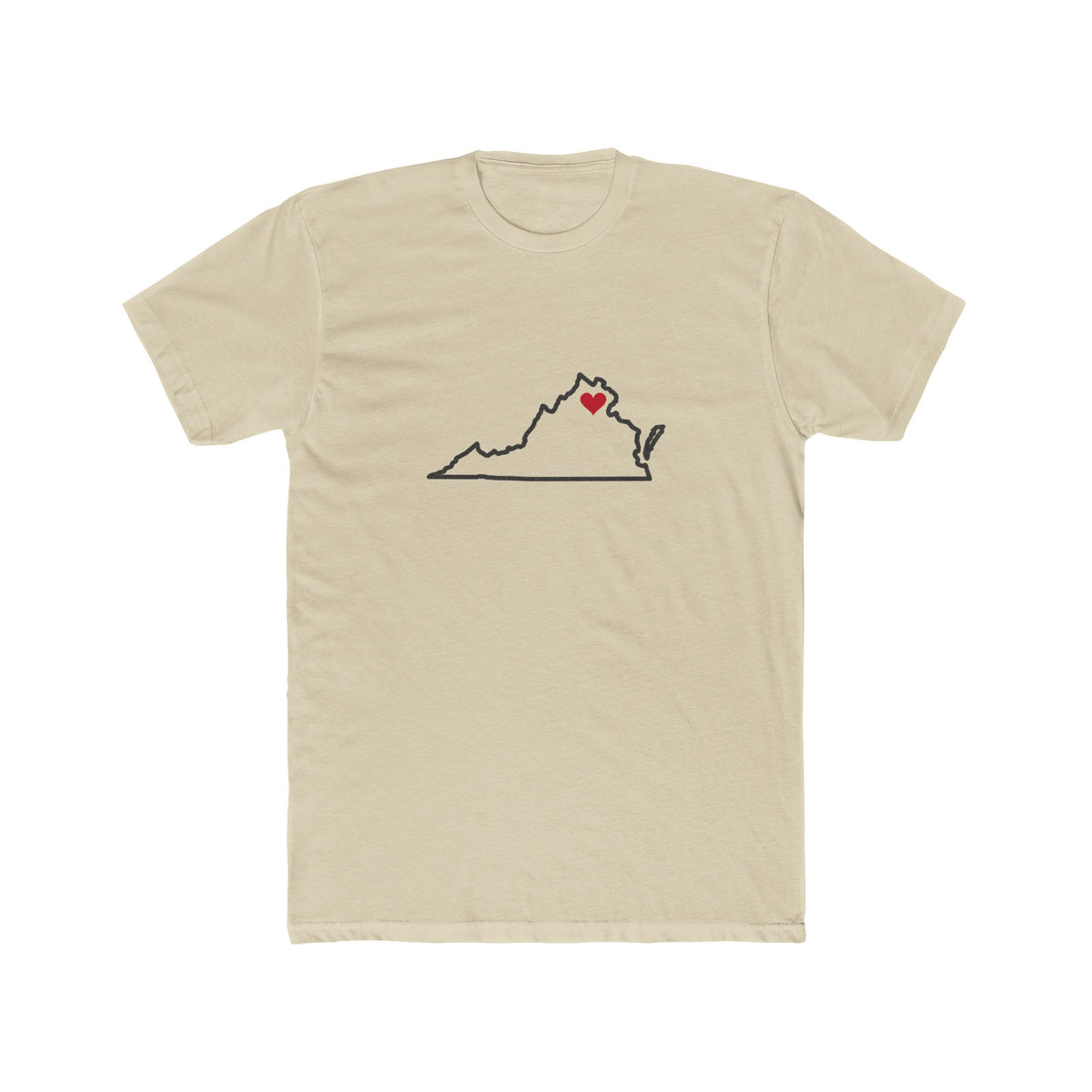 Washington DC South Mission Heart Map shirt in Cream: Washington outline with a red heart, front view