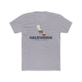 California Victorville Mission Flag Map shirt in Heather Grey: California state flag in the outline of California with navy lettering, front view