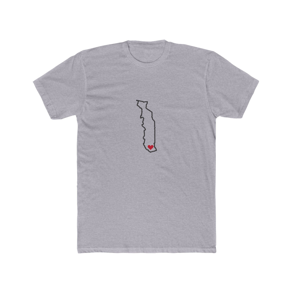 Togo Lome Mission Heart Map shirt in Heather Grey: Togo outline with a red heart, front view