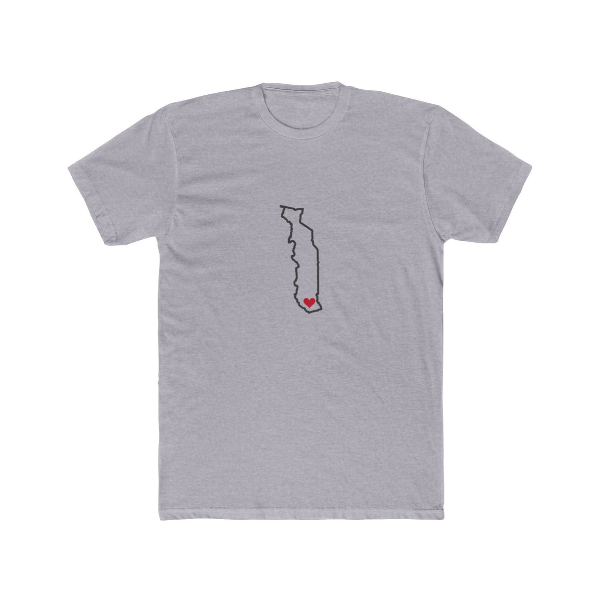 Togo Lome Mission Heart Map shirt in Heather Grey: Togo outline with a red heart, front view