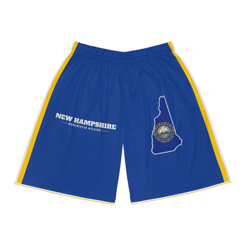 New Hampshire Manchester Mission Basketball Shorts, front view