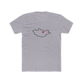 Mongolia Ulaanbaatar West Mission Heart Map shirt in Heather Grey: Mongolia outline with a red heart, front view