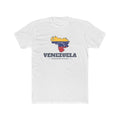 Venezuela Maracaibo Mission Flag Map shirt in White: flag of Venezuela in the outline of Venezuela with navy lettering, front view