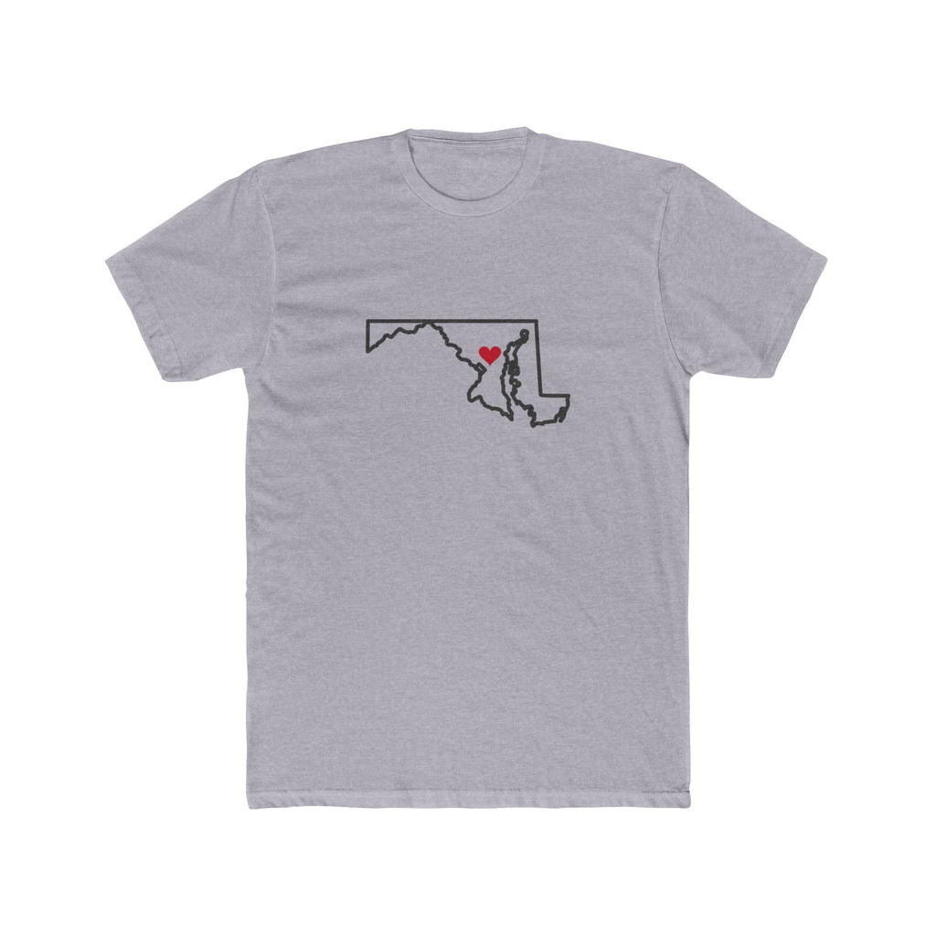Washington DC North Mission Heart Map shirt in Heather Grey: Washington outline with a red heart, front view