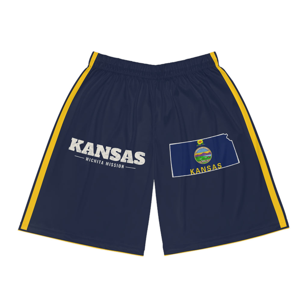 Kansas Wichita Mission Basketball Shorts, front view