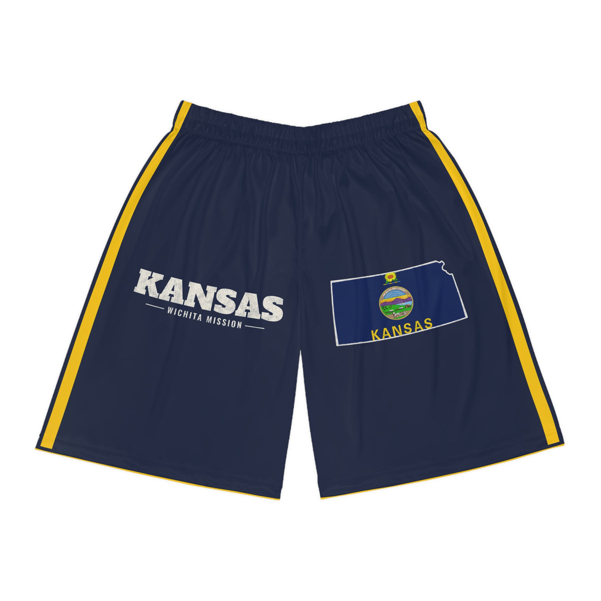 Kansas Wichita Mission Basketball Shorts, front view