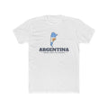 Argentina Buenos Aires East Mission Flag Map shirt in White: flag of Argentina in the outline of Argentina with navy lettering, front view
