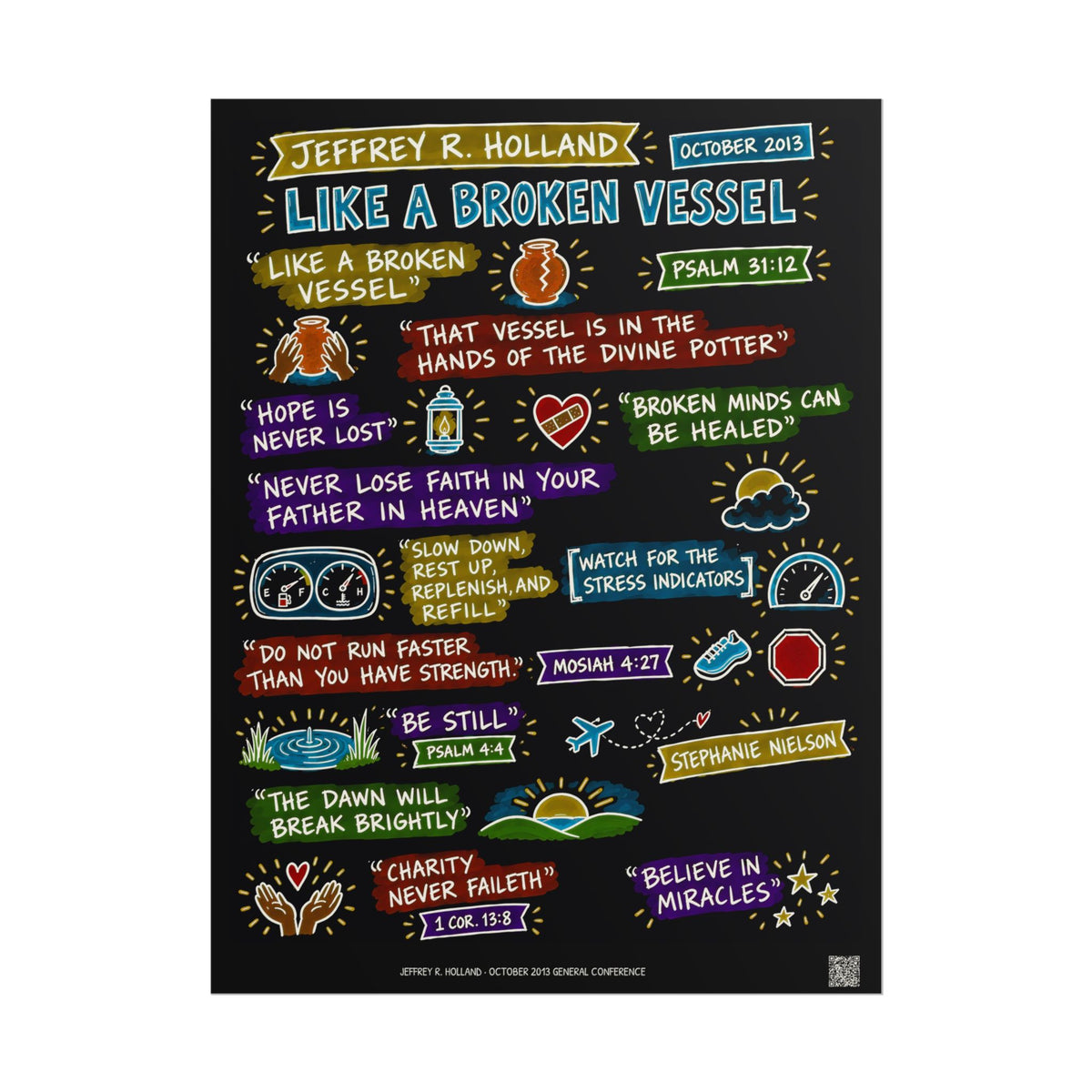 Like a Broken Vessel Sketch Note Poster (Black) — Jeffrey R. Holland