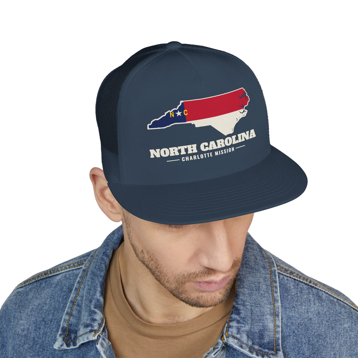 North Carolina Charlotte Mission Flag Map Trucker Hat