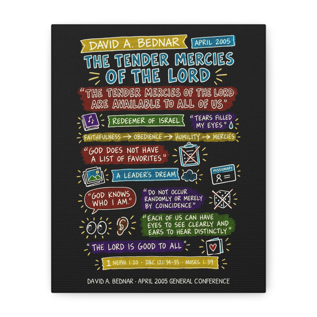 The Tender Mercies of the Lord Sketch Note Canvas (Black) — David A. Bednar