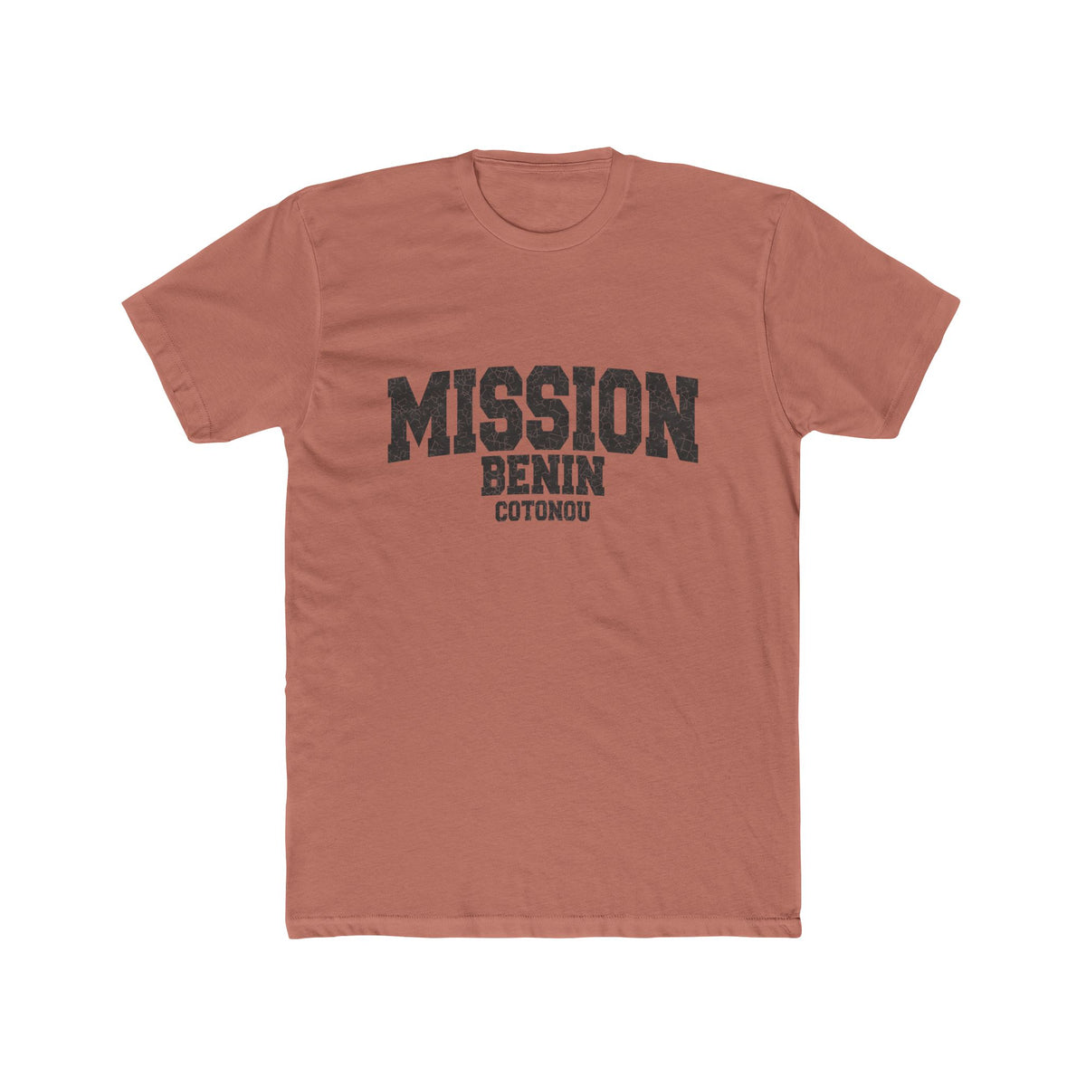 Benin Cotonou Mission T-Shirt in Solid Desert Pink, front view