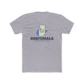 Guatemala Quetzaltenango Mission Flag Map shirt in Heather Grey: flag of Guatemala in the outline of Guatemala with navy lettering, front view