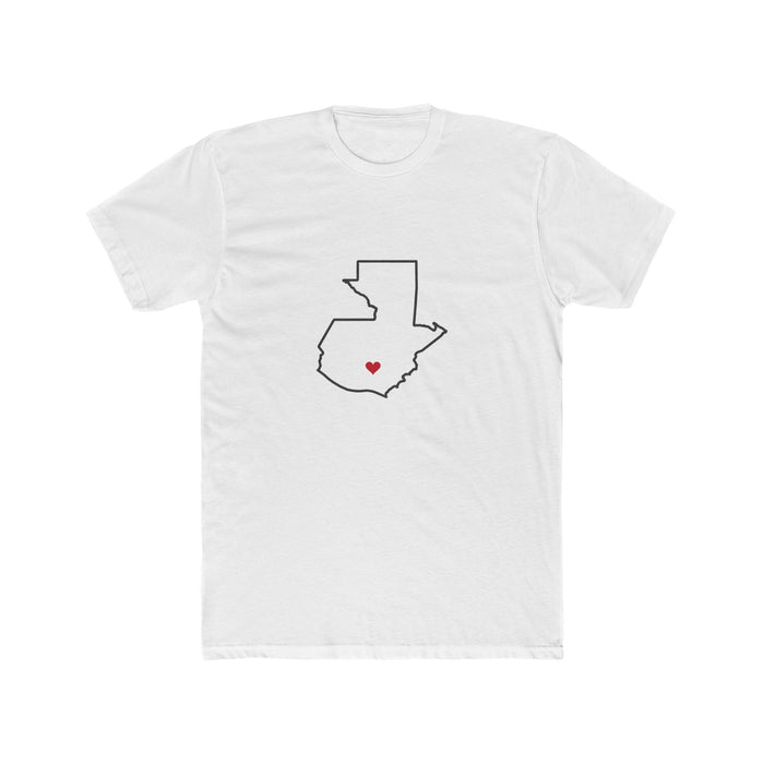 Guatemala Guatemala City Mission Heart Map shirt in White: Guatemala outline with a red heart, front view