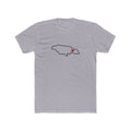 Jamaica Kingston Mission Heart Map shirt in Heather Grey: Jamaica outline with a red heart, front view