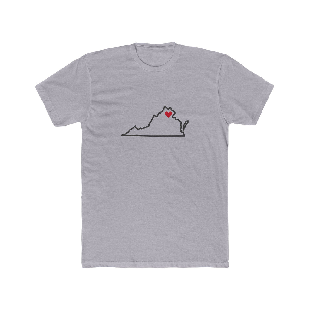Washington DC South Mission Heart Map shirt in Heather Grey: Washington outline with a red heart, front view
