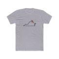 Washington DC South Mission Heart Map shirt in Heather Grey: Washington outline with a red heart, front view