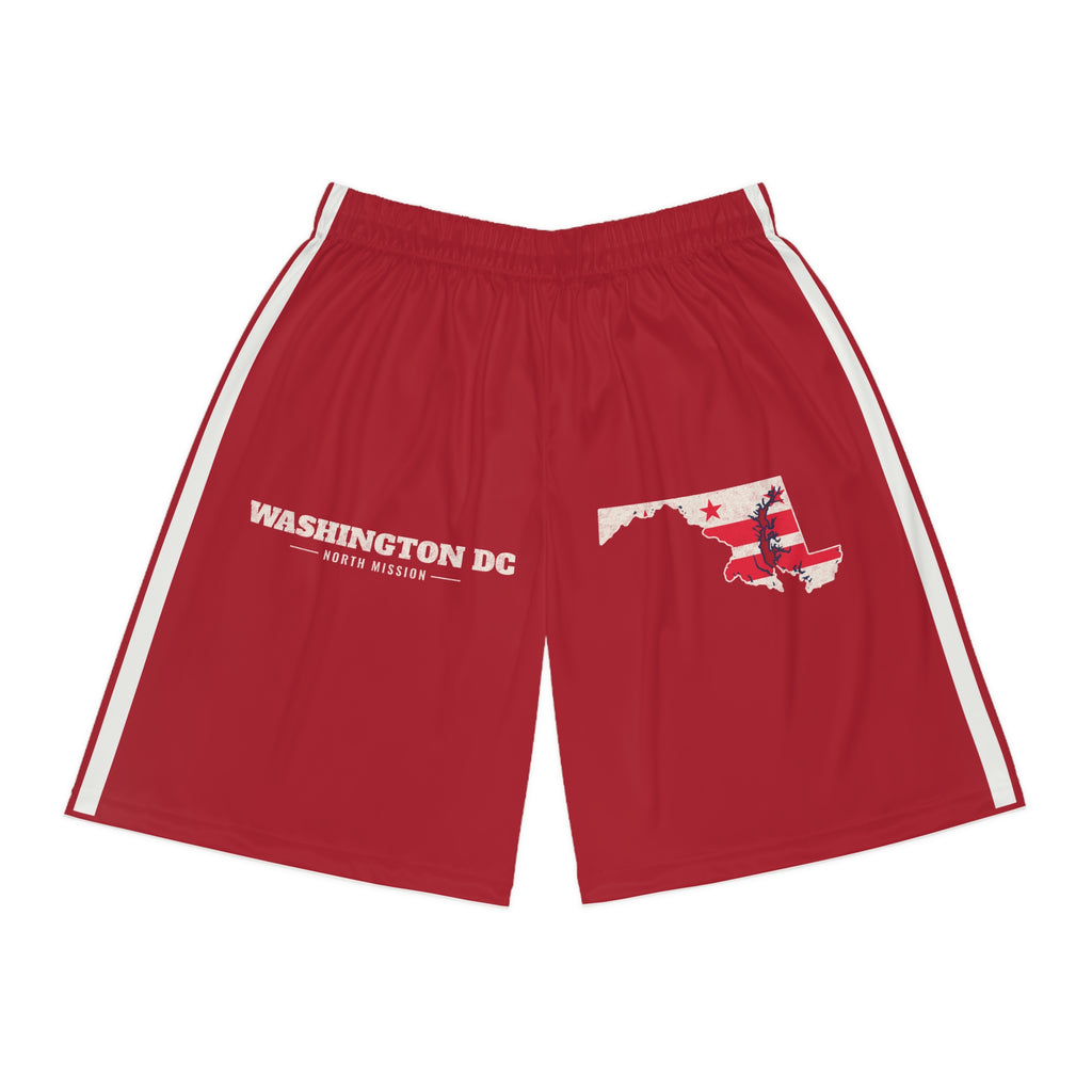 Washington DC North Mission Basketball Shorts, front view