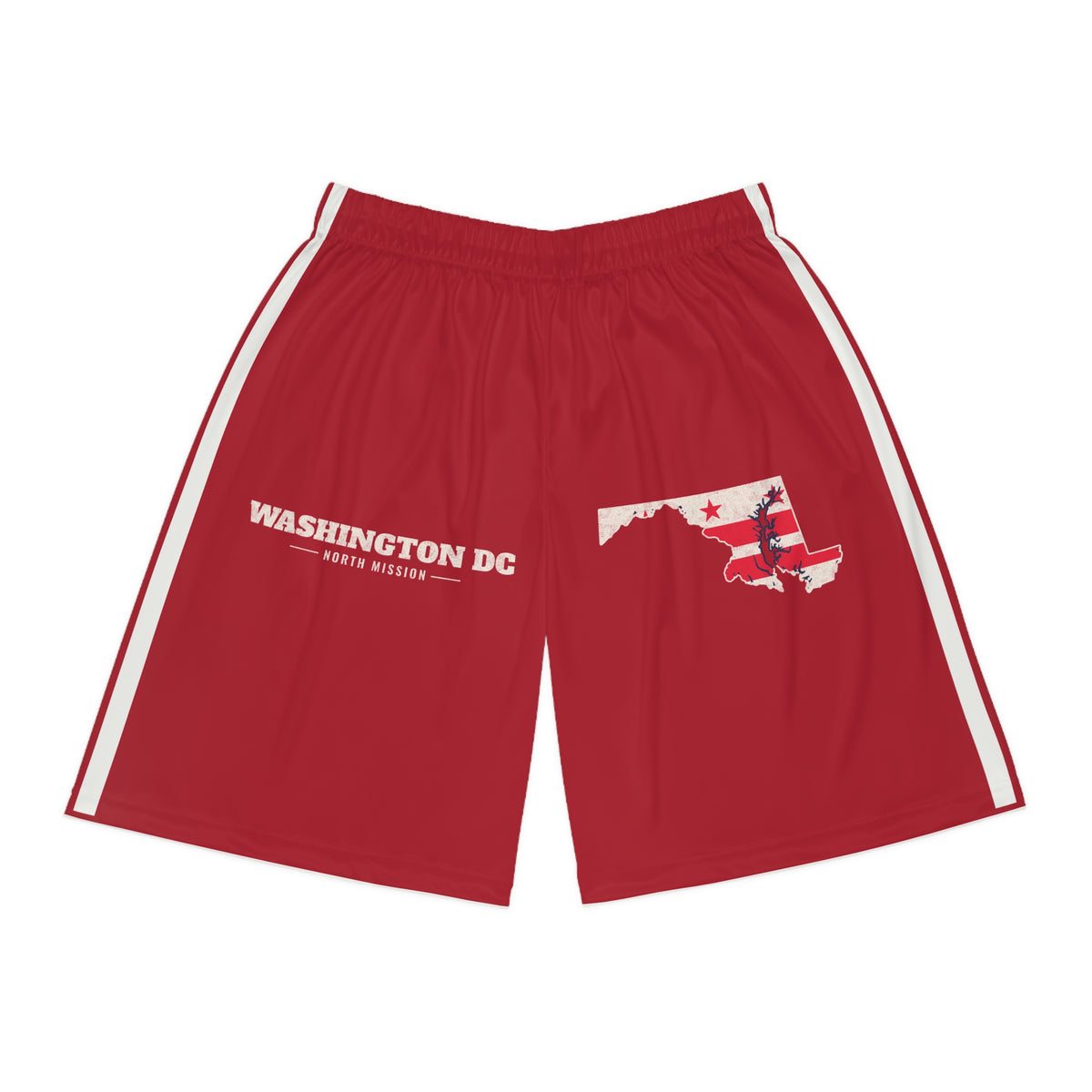 Washington DC North Mission Basketball Shorts, front view