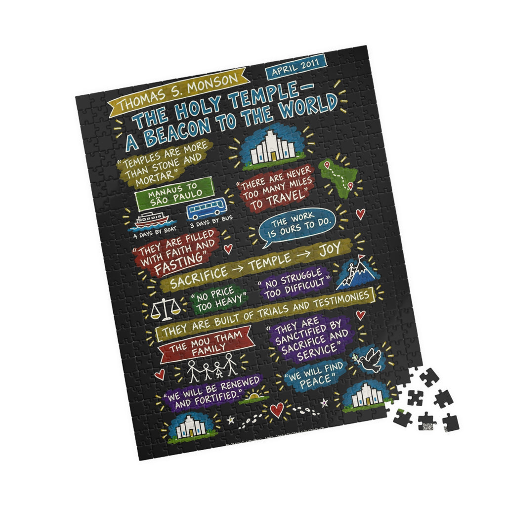 The Holy Temple—a Beacon to the World Sketch Note 520-Piece Puzzle — Thomas S. Monson