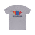 Mongolia Ulaanbaatar West Mission Flag Map shirt in Heather Grey: flag of Mongolia in the outline of Mongolia with navy lettering, front view