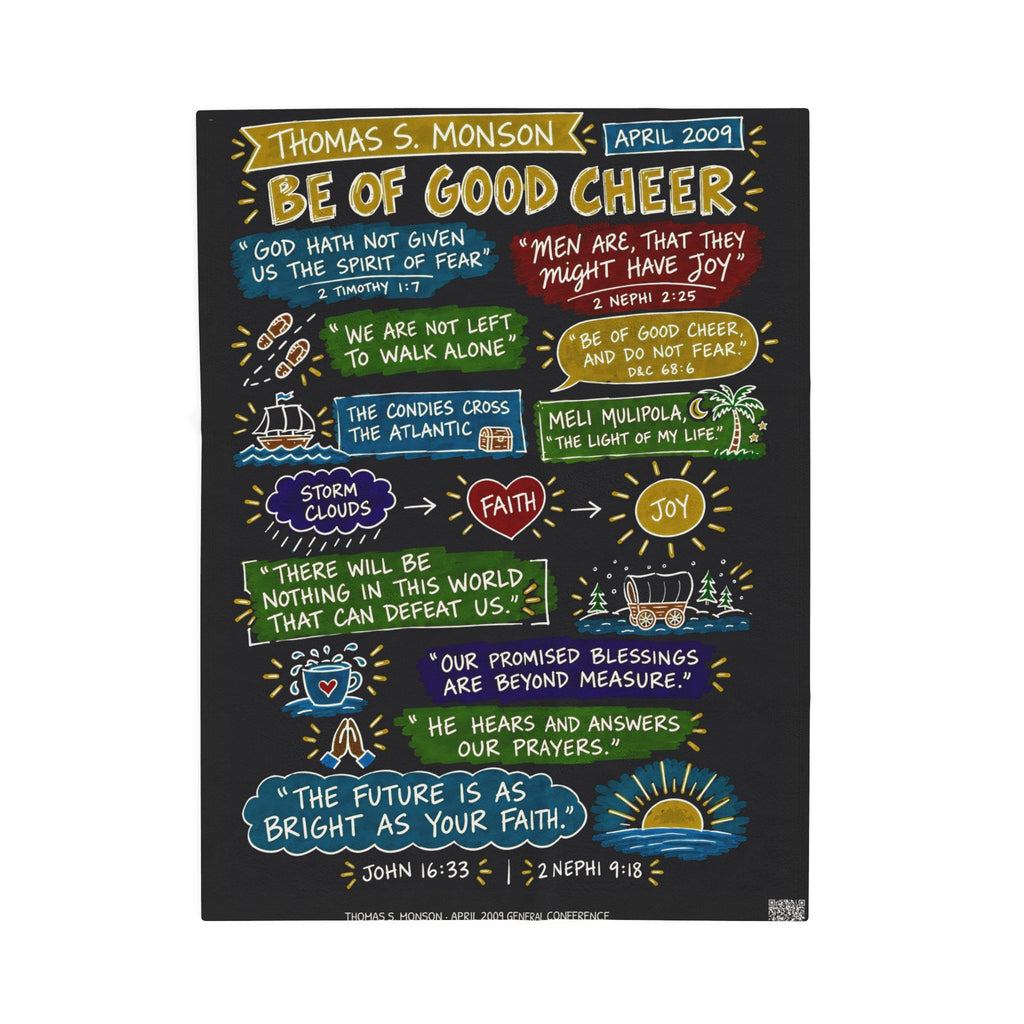 Be of Good Cheer Sketch Note Plush Blanket — Thomas S. Monson