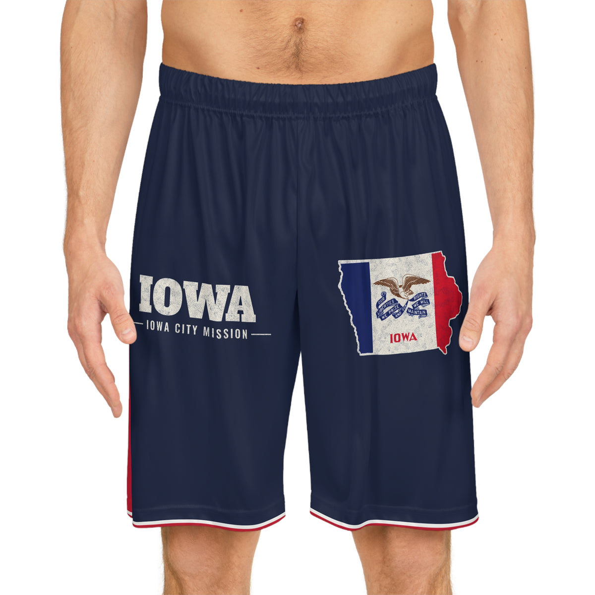 Iowa Iowa City Mission Basketball Shorts, worn, front view