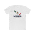 Mexico Tijuana Mission Flag Map shirt in White: flag of Mexico in the outline of Mexico with navy lettering, front view