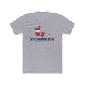 Denmark Copenhagen Mission Flag Map shirt in Heather Grey: flag of Denmark in the outline of Denmark with navy lettering, front view