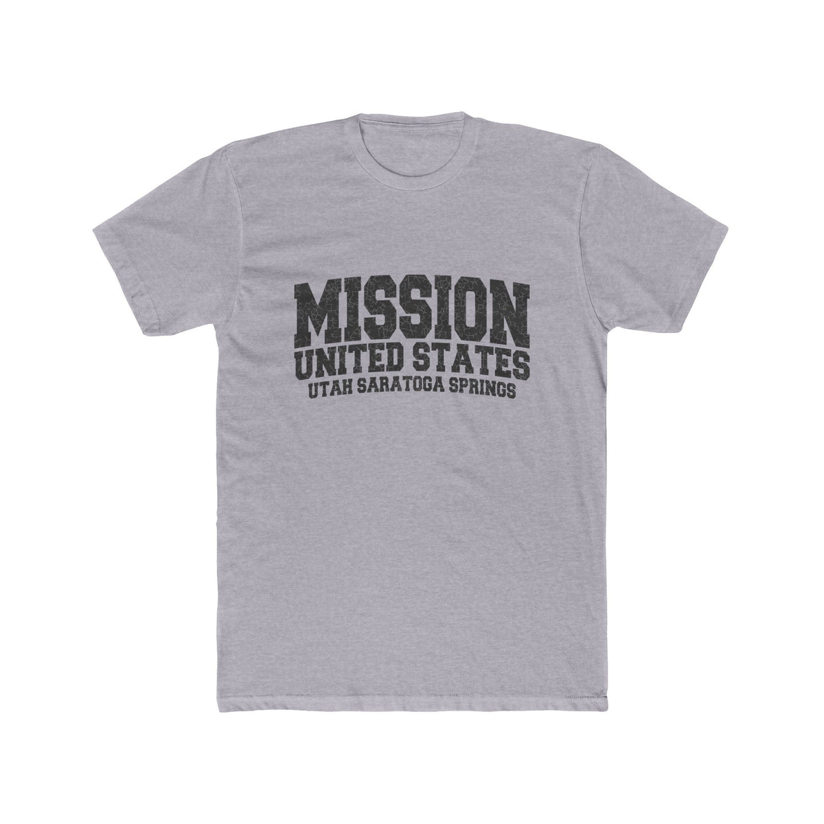 Utah Saratoga Springs Mission T-Shirt in Heather Grey, front view