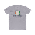 Cote d'Ivoire Abidjan East Mission Flag Map shirt in Heather Grey: flag of Cote d'Ivoire in the outline of Cote d'Ivoire with navy lettering, front view
