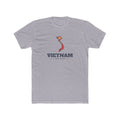 Vietnam Hanoi Mission Flag Map shirt in Heather Grey: flag of Vietnam in the outline of Vietnam with navy lettering, front view